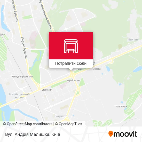 Карта Вул. Андрія Малишка