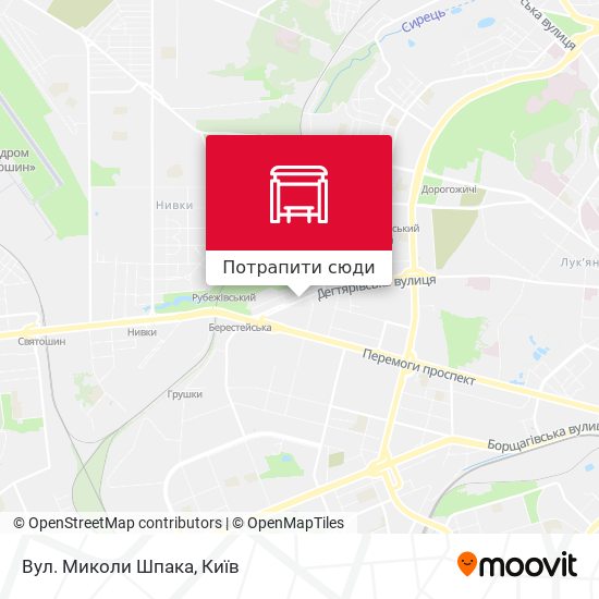 Карта Вул. Миколи Шпака