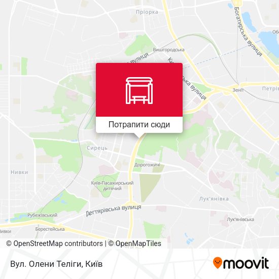 Карта Вул. Олени Теліги