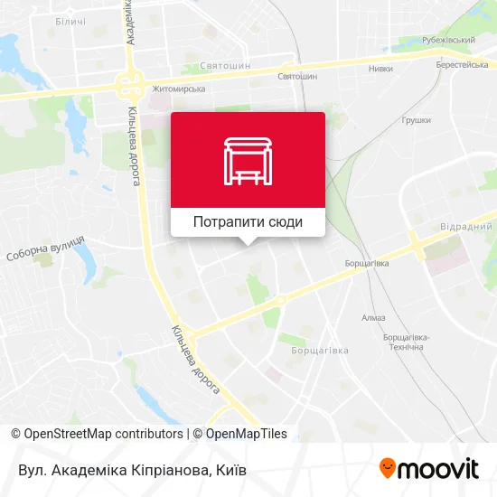 Карта Вул. Академіка Кіпріанова