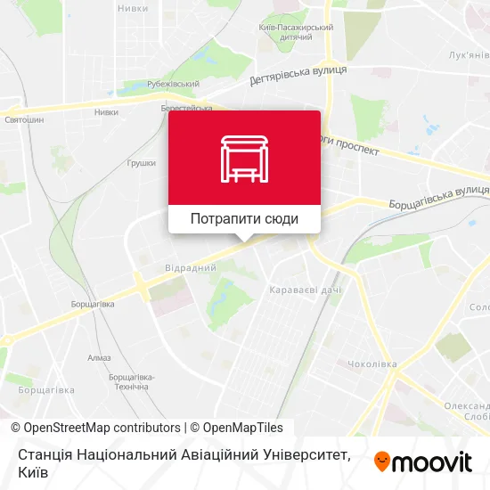 Карта Станція Національний Авіаційний Університет