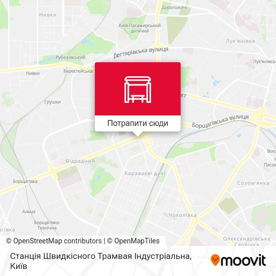 Карта Станція Швидкісного Трамвая Індустріальна