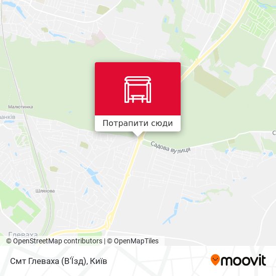 Карта Смт Глеваха (В'Їзд)