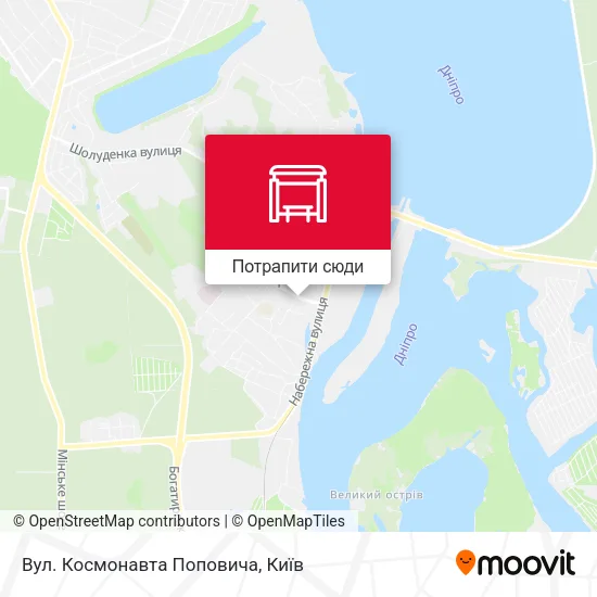 Карта Вул. Космонавта Поповича