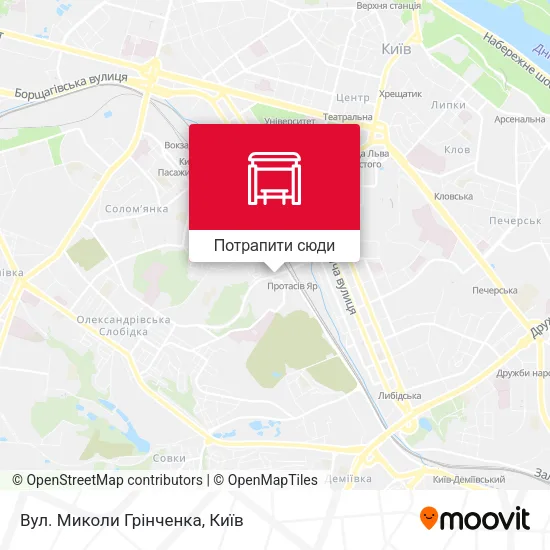 Карта Вул. Миколи Грінченка