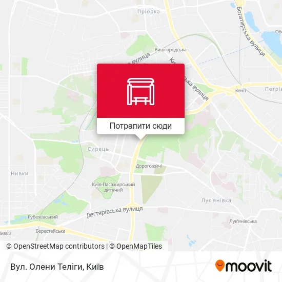 Карта Вул. Олени Теліги