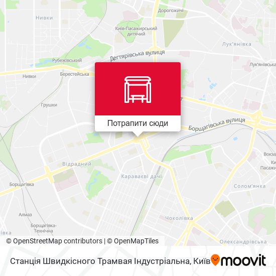 Карта Станція Швидкісного Трамвая Індустріальна