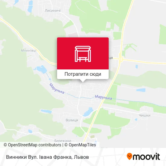 Карта Винники Вул. Івана Франка