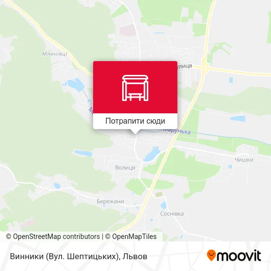 Карта Винники (Вул. Шептицьких)