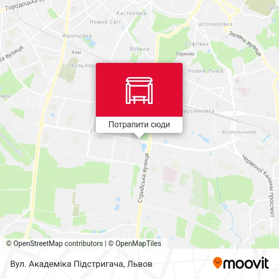 Карта Вул. Академіка Підстригача