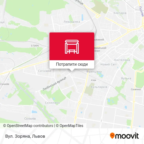 Карта Вул. Зоряна