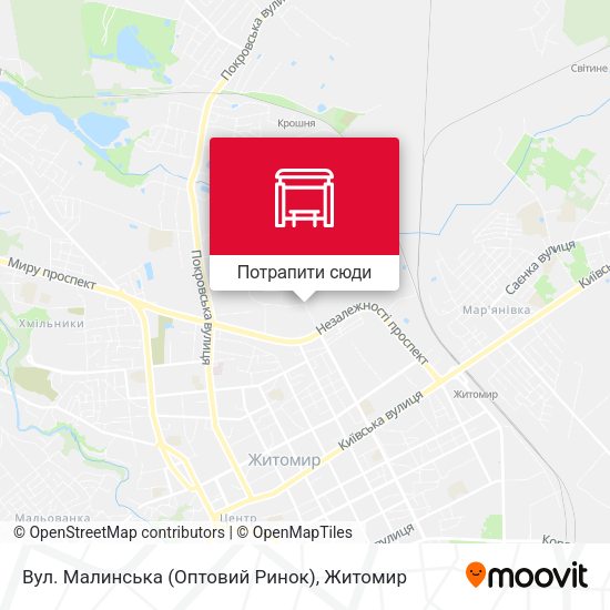 Карта Вул. Малинська (Оптовий Ринок)