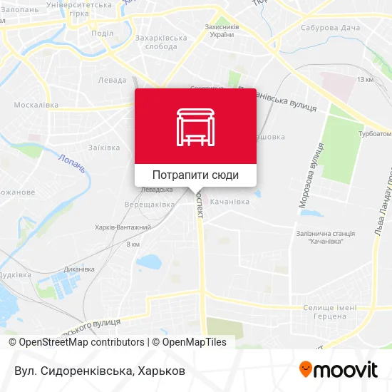 Карта Вул. Сидоренкiвська