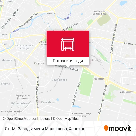 Карта Ст. М. Завод Имени Малышева