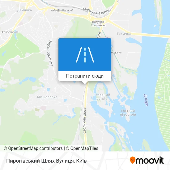 Карта Пирогівський Шлях Вулиця