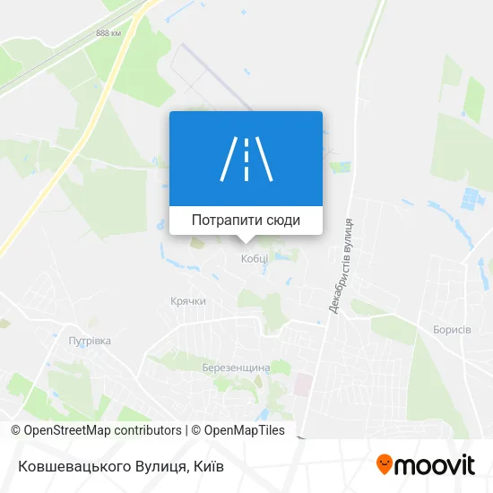 Карта Ковшевацького Вулиця