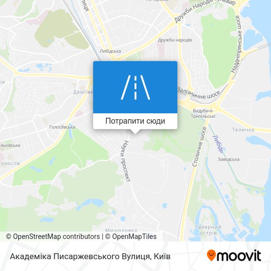 Карта Академіка Писаржевського Вулиця