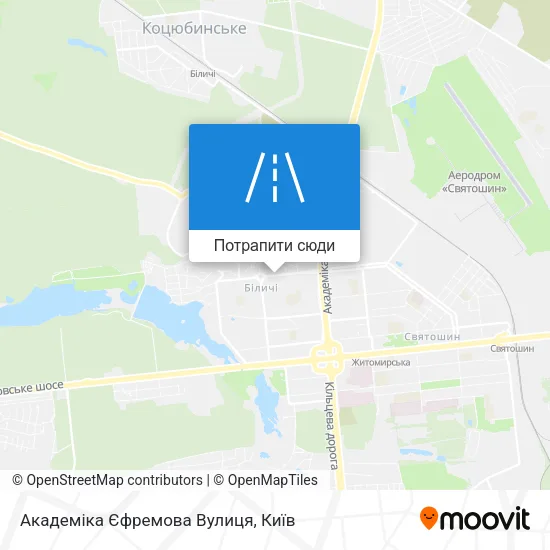 Карта Академіка Єфремова Вулиця