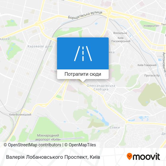 Карта Валерія Лобановського Проспект