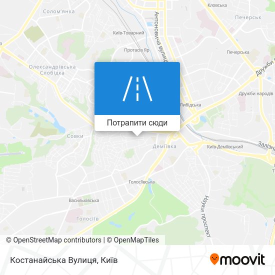 Карта Костанайська Вулиця