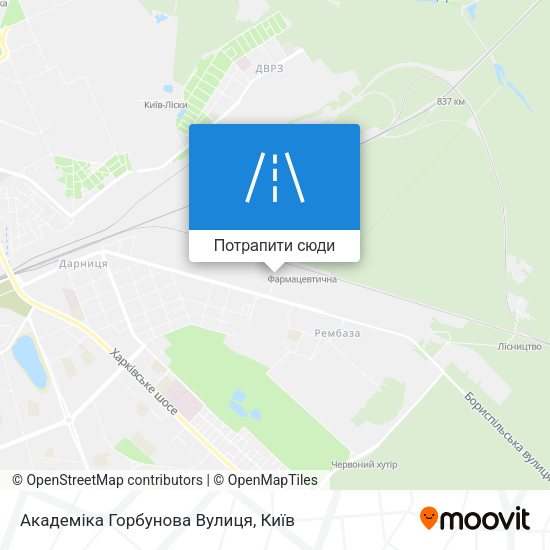 Карта Академіка Горбунова Вулиця