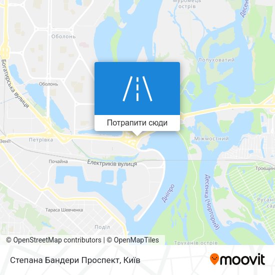 Карта Степана Бандери Проспект