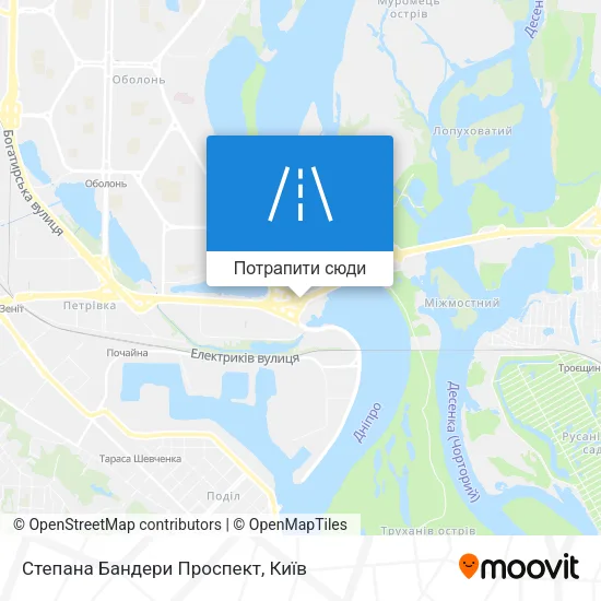 Карта Степана Бандери Проспект