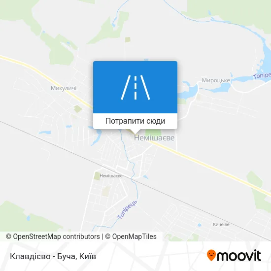 Карта Клавдієво - Буча