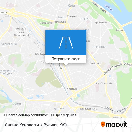 Карта Євгена Коновальця Вулиця
