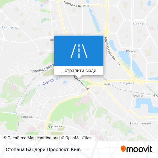 Карта Степана Бандери Проспект