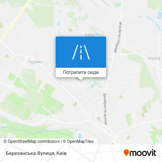 Карта Березанська Вулиця