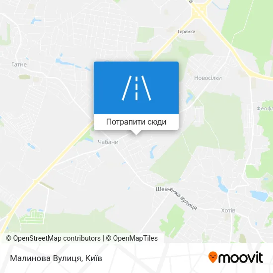 Карта Малинова Вулиця
