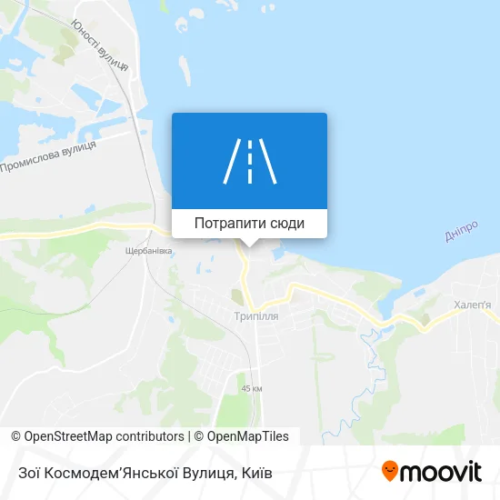 Карта Зої Космодем’Янської Вулиця