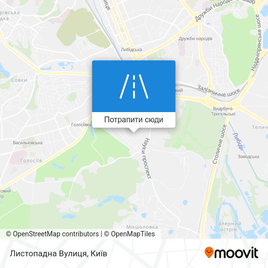 Карта Листопадна Вулиця