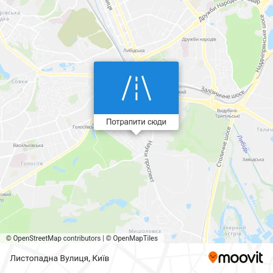 Карта Листопадна Вулиця