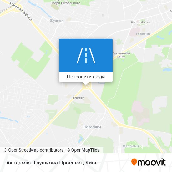 Карта Академіка Глушкова Проспект