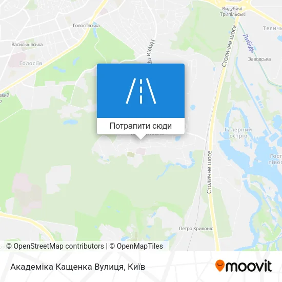 Карта Академіка Кащенка Вулиця