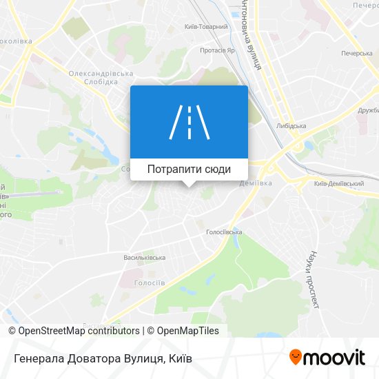 Карта Генерала Доватора Вулиця