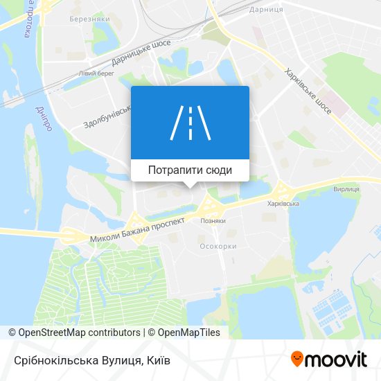 Карта Срібнокільська Вулиця