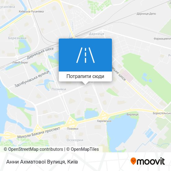 Карта Анни Ахматової Вулиця