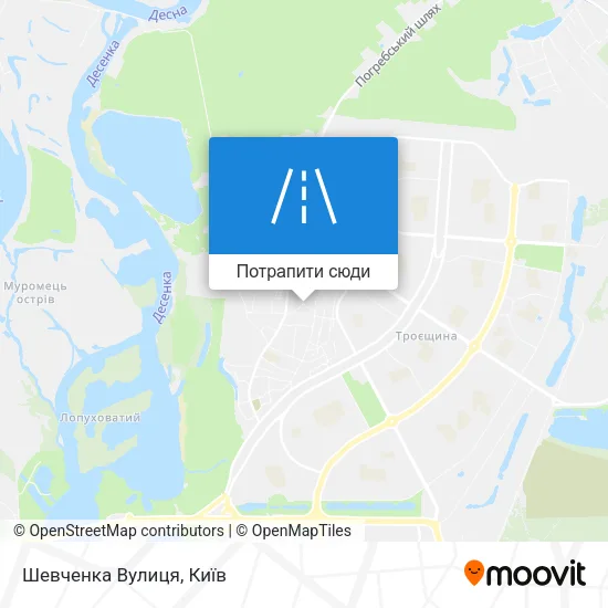 Карта Шевченка Вулиця
