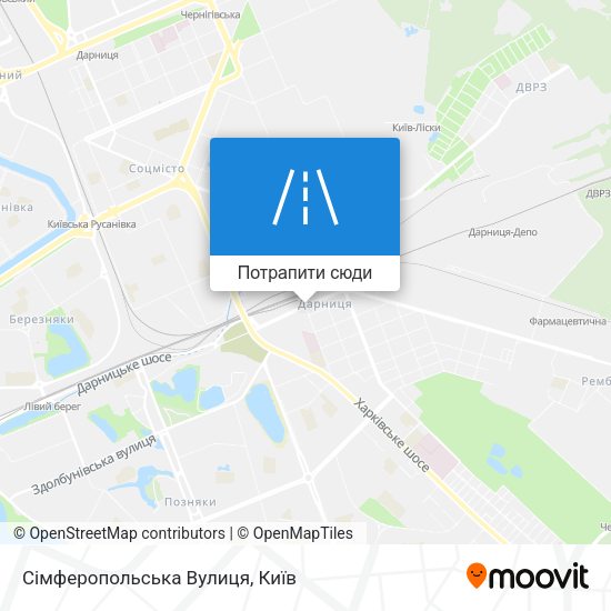 Карта Сімферопольська Вулиця