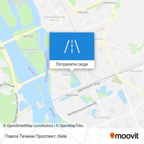 Карта Павла Тичини Проспект