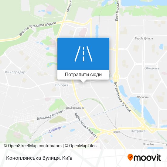Карта Коноплянська Вулиця
