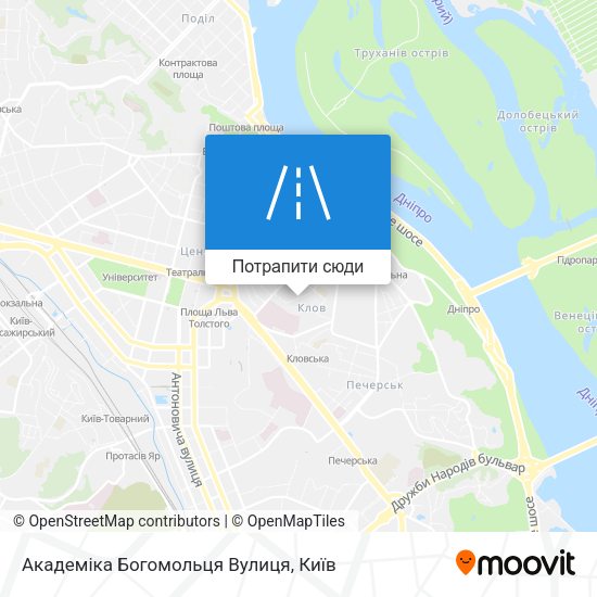 Карта Академіка Богомольця Вулиця