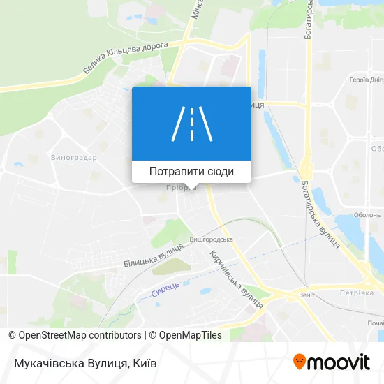 Карта Мукачівська Вулиця
