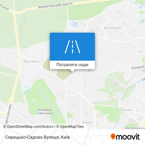 Карта Сирецько-Садова Вулиця