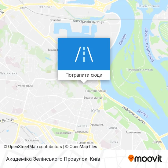 Карта Академіка Зелінського Провулок