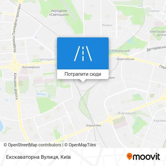 Карта Екскаваторна Вулиця