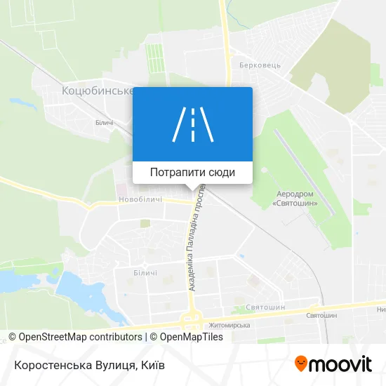 Карта Коростенська Вулиця